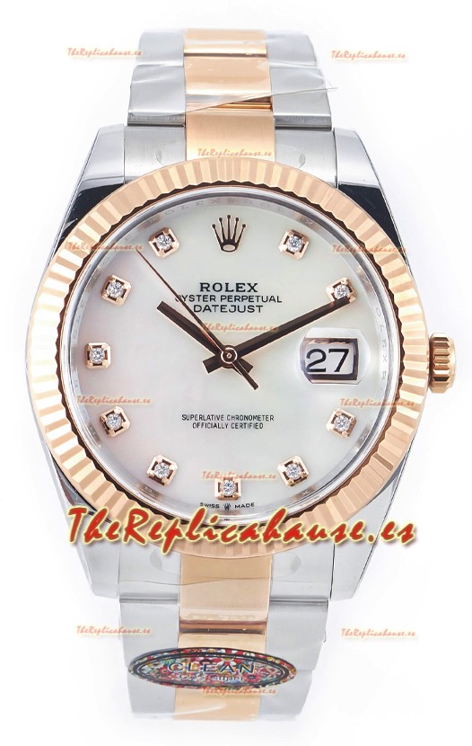 Rolex Datejust M126333 41MM ETA3235 72 Horas Energía Dial Perla Oyster Réplica Espejo 1:1 Oro Rosado Acero 904L