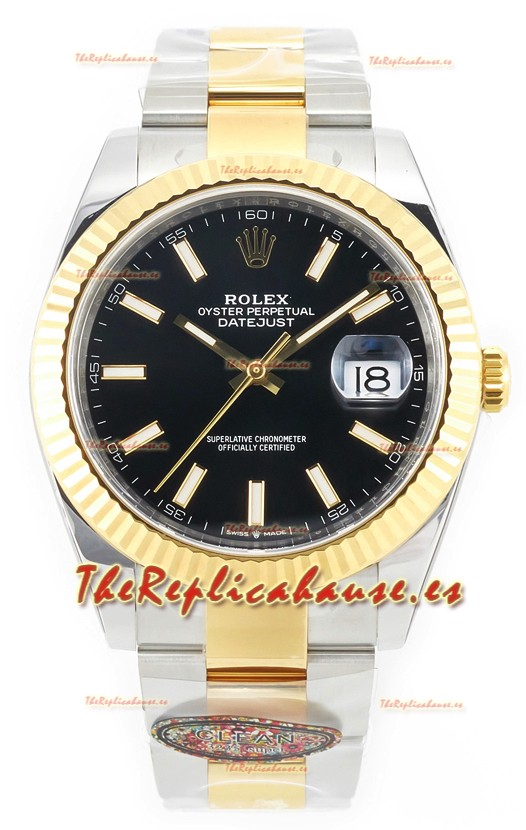 Rolex Datejust M126333 41MM ETA3235 72 Horas Energía Dial Negro Oyster Réplica Espejo 1:1 Oro Amarillo Acero 904L