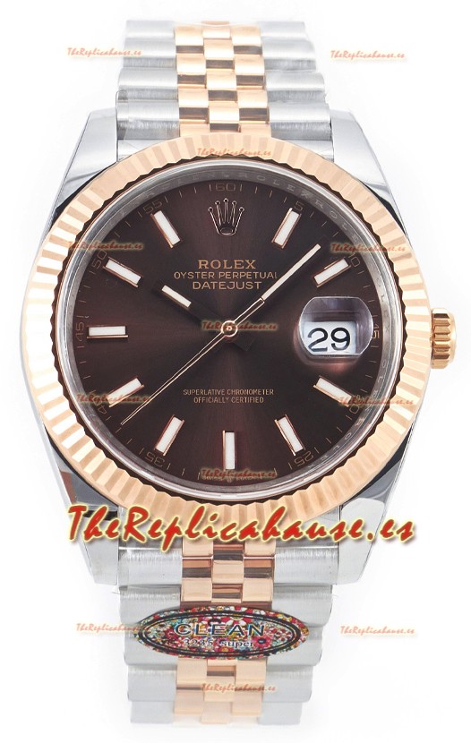 Rolex Datejust M126333 41MM ETA3235 72 Horas Energía Dial Marrón Jubilee Réplica Espejo 1:1 Oro Rosado Acero 904L