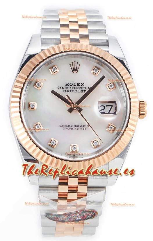 Rolex Datejust M126333 41MM ETA3235 72 Horas Energía Dial Perla Jubilee Réplica Espejo 1:1 Oro Rosado Acero 904L