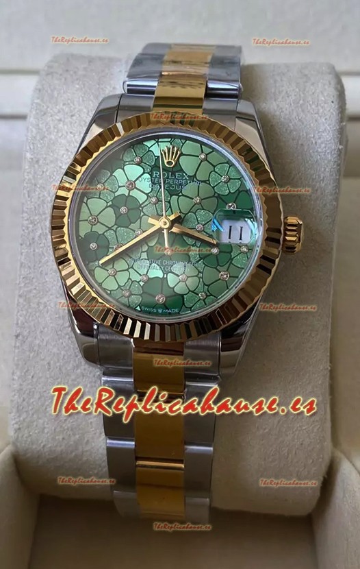 Rolex Datejust M278273 31MM Réplica Suiza Oro Amarillo en Dos Tonos - Dial Verde Motivo Calidad Espejo 1:1