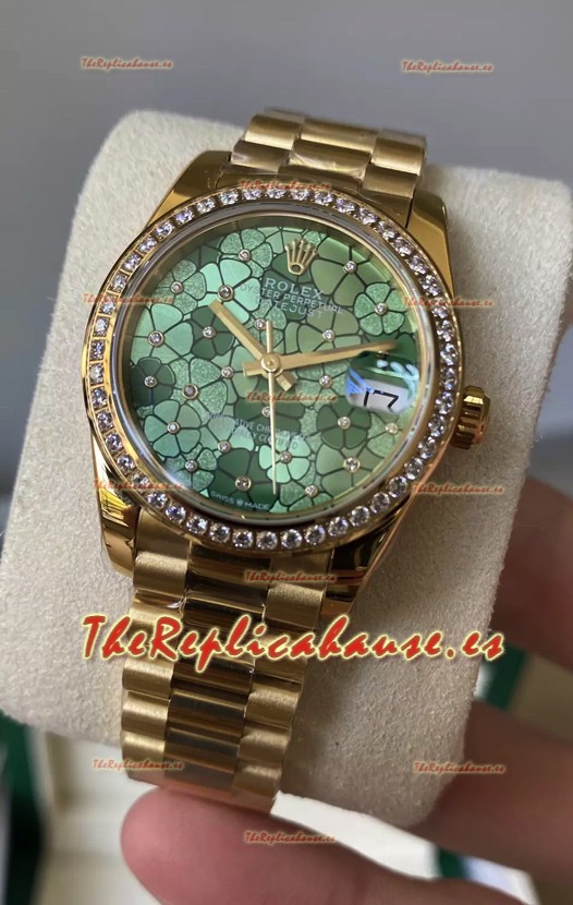 Rolex Datejust M278248 31MM Réplica Suiza en Oro - Dial Verde Motivo Calidad Espejo 1:1
