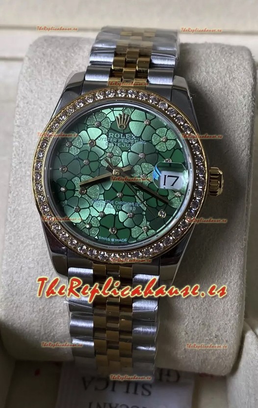 Rolex Datejust M278383RBR 31MM Réplica Suiza Oro Amarillo Dos Tonos - Dial Motivo Floral Calidad Espejo 1:1