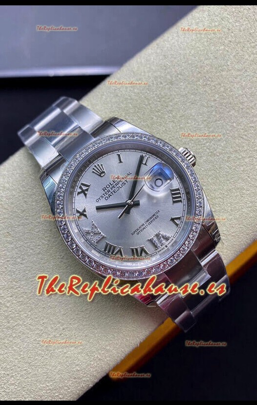 Rolex Datejust 126281RBR-0012 36MM Réplica Suizo a Espejo 1:1 en Acero 904L Dial Plateado