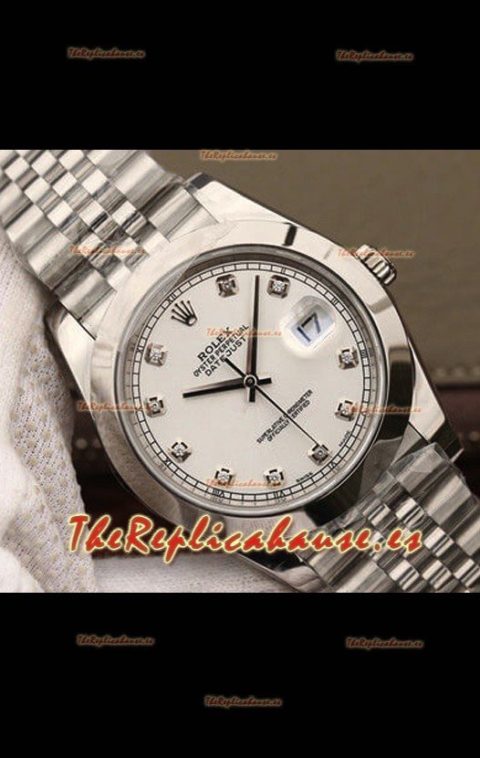 Rolex Datejust 41MM Cal.3135 Reloj Réplica Suizo a Espejo 1:1 Caja de Acero 904L Dial Blanco