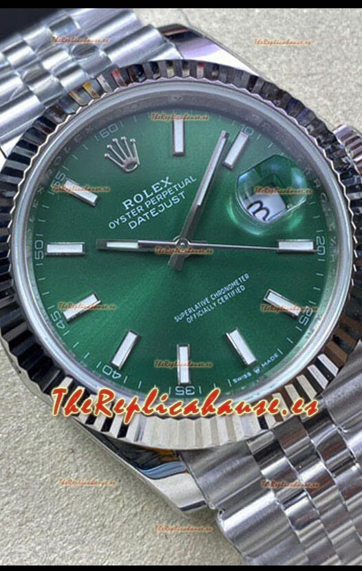 Rolex Datejust 41MM 126334 Reloj Réplica Suizo en Acero 904L Dial Verde - Réplica a Espejo 1:1