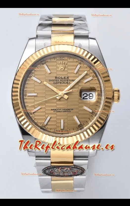 Rolex Datejust Movimiento Cal.3235 Réplica Espejo 1:1 Acero 904L 41MM - Dial con Motivo Estriado