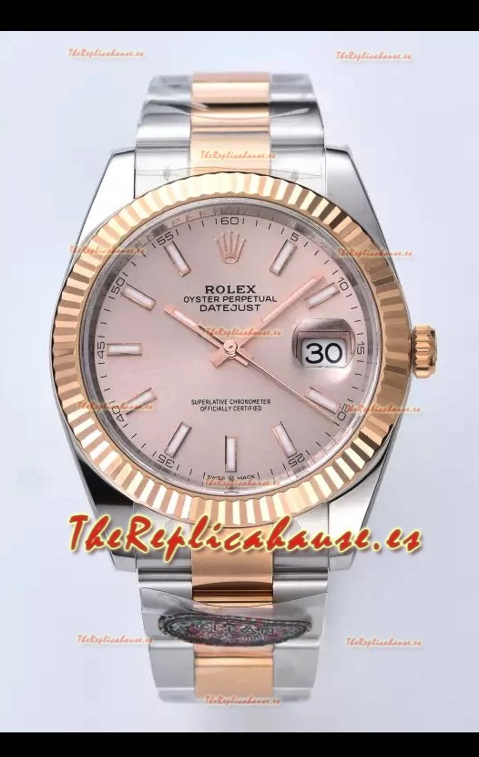 Rolex Datejust Movimiento Cal.3235 Réplica Espejo 1:1 Acero 904L 41MM - Caja Oro Rosado Dos Tonos