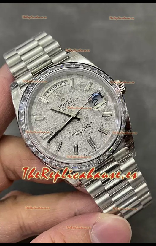 Rolex Day Date Presidential Acero Inoxidable Dial Meteorite Reloj 40MM - Calidad Espejo 1:1