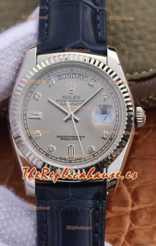 Rolex Day Date Reloj Acero 904L Dial Gris 36MM - Calidad Espejo 1:1