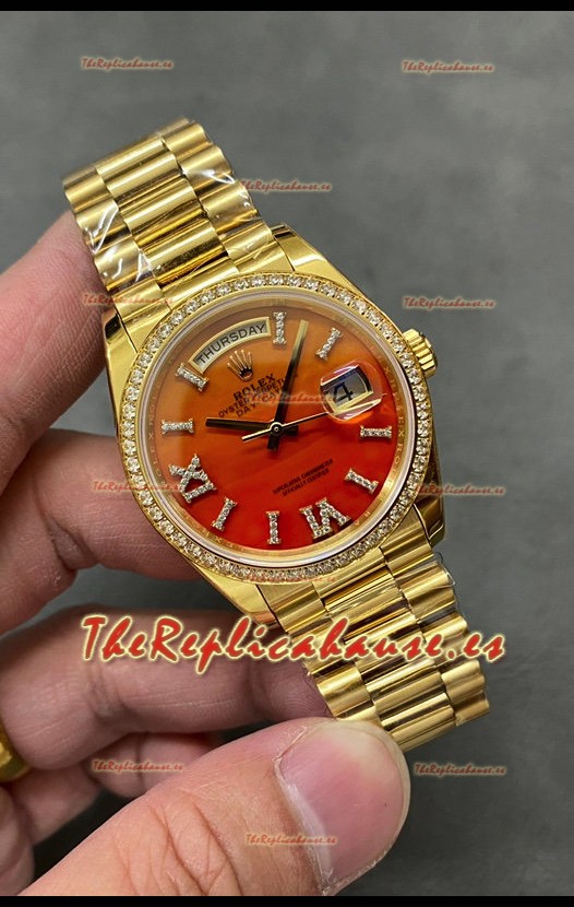 Rolex Day Date Carnelian Reloj Oro Amarillo 18K 36MM - Reloj Réplica Espejo 1:1 