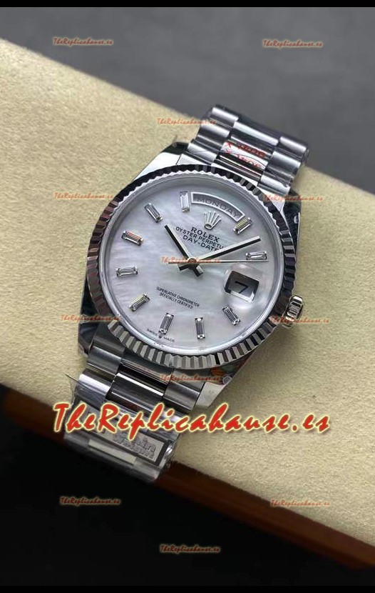 Rolex Day Date Super Clone Reloj Acero Inoxidable 904L 40MM - Dial Madre PerlaCalidad Espejo 