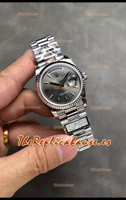 Rolex Day Date Super Clone Acero Inoxidable Reloj Dial Gris 36MM - 1:1 Calidad Espejo