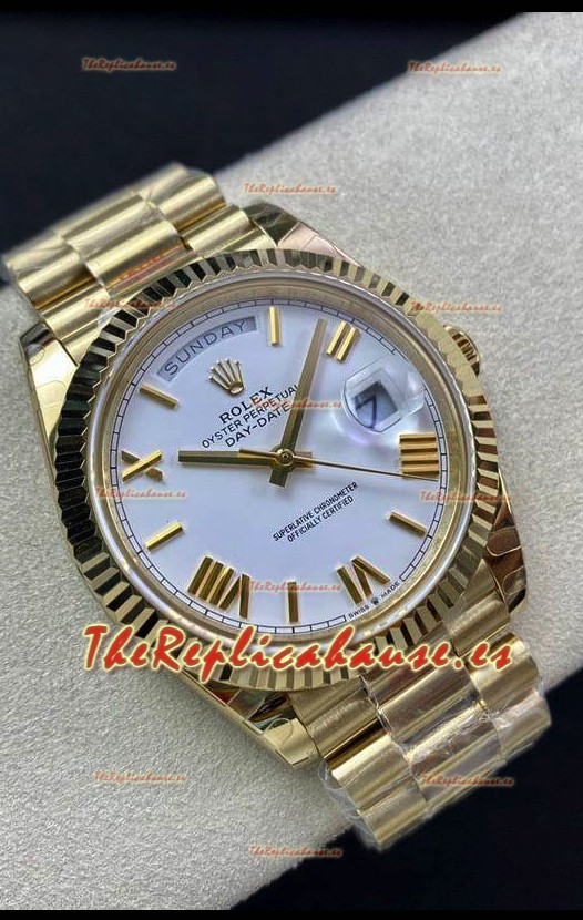 Rolex Day Date Presidential Oro Amarillo 18K Reloj 40MM - Dial Blanco Calidad Espejo 1:1