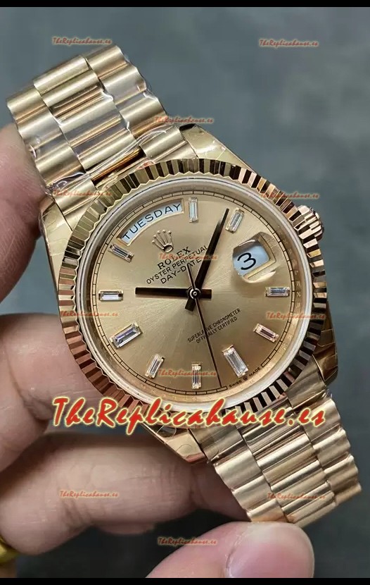Rolex Day Date 40MM 228235 Oro Rosado Dial Oro Reloj Réplica Espejo 1:1