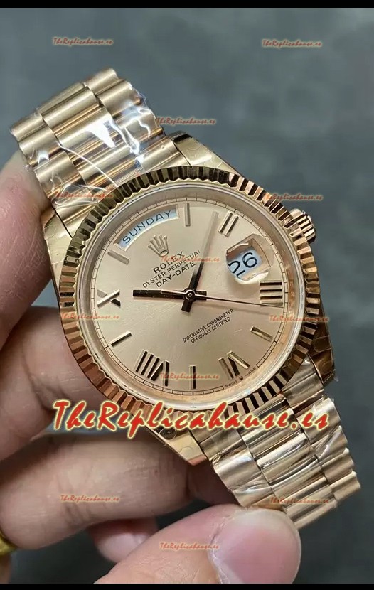 Rolex Day Date 40MM 228235 Oro Rosado Dial Romanos Oro Reloj Réplica Espejo 1:1