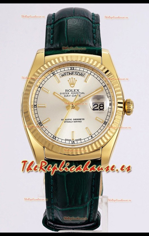 Rolex Day Date Reloj Oro Amarillo Caja Acero 904L Dial Acero 36MM - Calidad Espejo 1:1