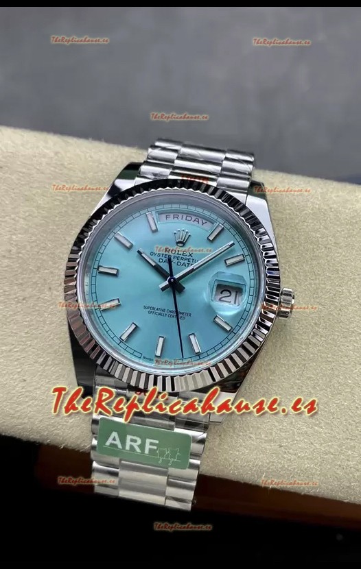 Rolex Day Date 904L Acero Inoxidable Reloj Dial Azul Tiffany 40MM - Calidad Espejo 1:1