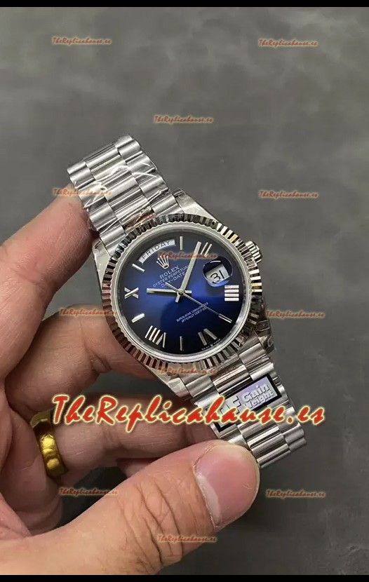 Rolex Day Date Presidential Reloj Acero Inoxidable 40MM - Dial Azul Marino Calidad Espejo 1:1
