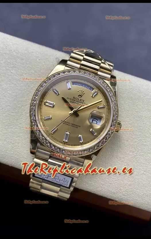 Rolex Day Date 40MM 1:1 Oro Rosado con Dial en Dorado Reloj Réplica Espejo 1:1