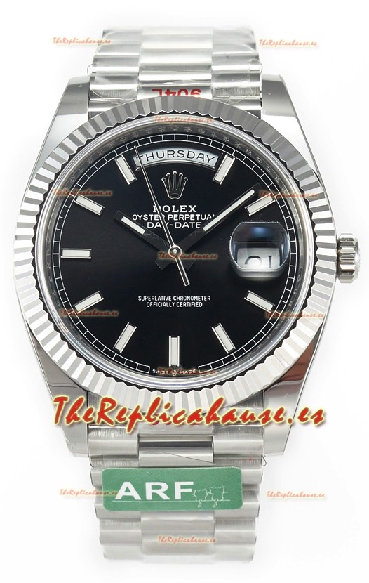 Rolex Day Date Presidential Acero Inoxidable Dial Negro Reloj 40MM - Réplica Espejo 1:1