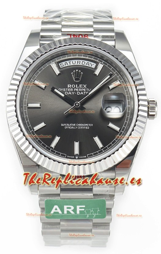 Rolex Day Date Presidential Acero Inoxidable Reloj Dial Gris 40MM - Calidad Espejo 1:1