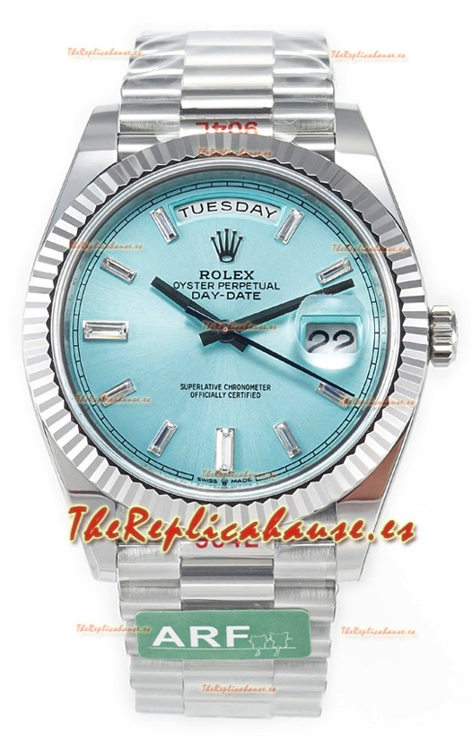 Rolex Day Date Acero Inoxidable 904L Reloj Dial Diamantes Azul Tiffany 40MM - Calidad Espejo 1:1