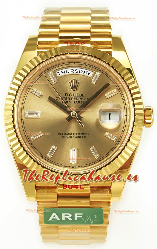Rolex Day Date Presidential 18K Yellow Gold Watch 40MM - Gold Diamonds Dial Calidad Espejo 1:1
