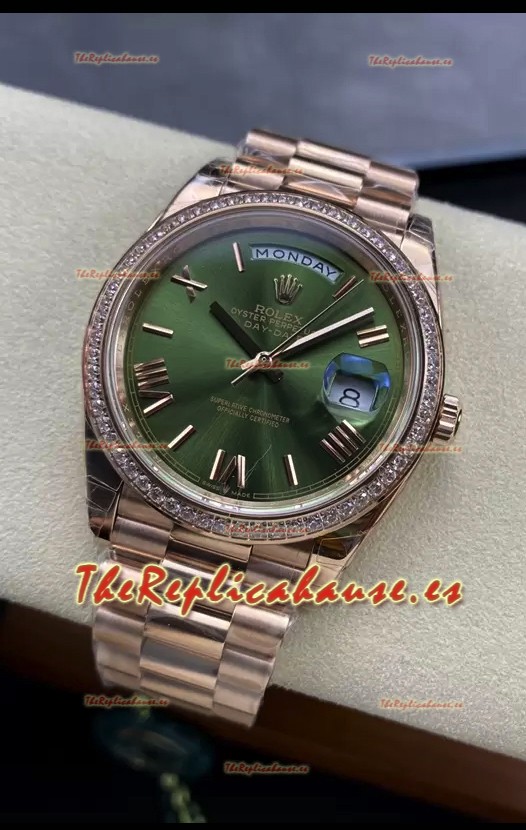 Rolex Day Date Presidential Reloj Oro Rosado 18K 40MM - Dial Verde Oliva Calidad Espejo 1:1