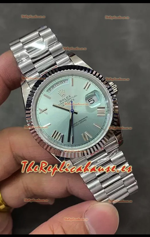 Rolex Day Date Presidential Acero Inoxidable Azul ICE Dial Reloj 40MM - Calidad Espejo 1:1