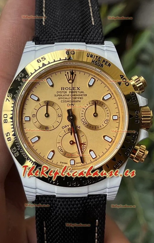 Rolex Cosmograph Daytona DiW Golden Essence Reloj Fibra de Carbono Movimiento Cal.4130