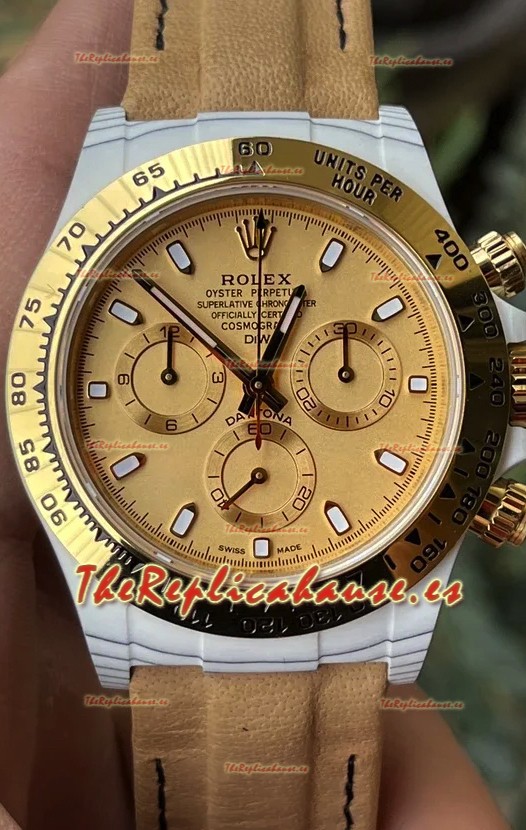 Rolex Cosmograph Daytona DiW Golden Essence Reloj Fibra de Carbono Movimiento Cal.4130