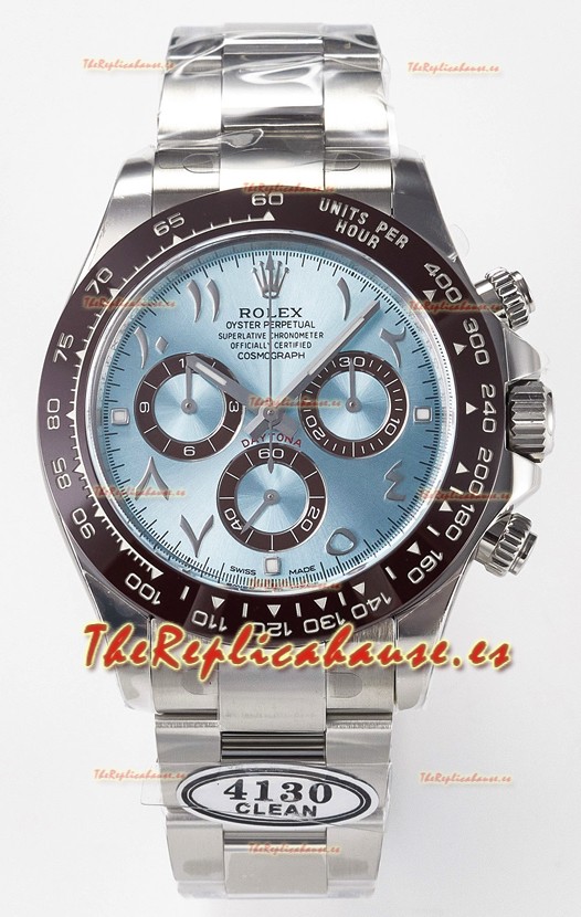 Rolex Daytona Super Clone Dial Azul Ice Bisel Diamantes Movimiento Cal.4130 - Reloj Acero 904L