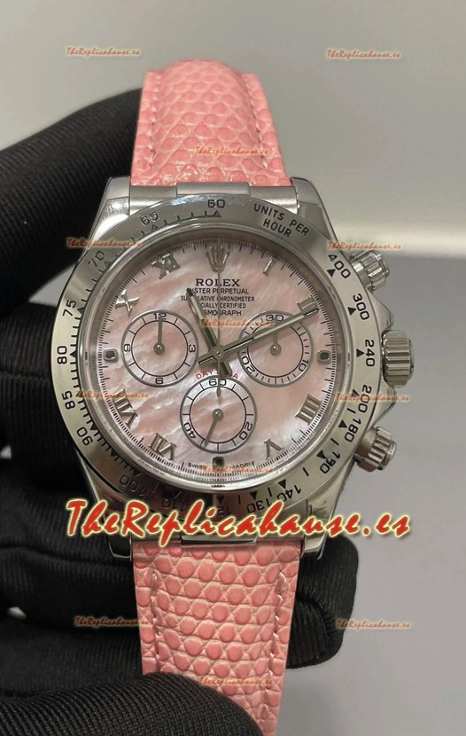 Rolex Daytona Super Clone Dial Rosa PerlaAcero Inoxidable Espejo 1:1 Movimiento Cal.4131 Reloj Réplica