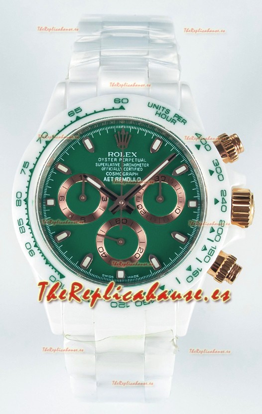 Rolex Daytona AET Remould Dial Verde Octuro Correa Entera en Cerámica en Movimiento Cal.4130