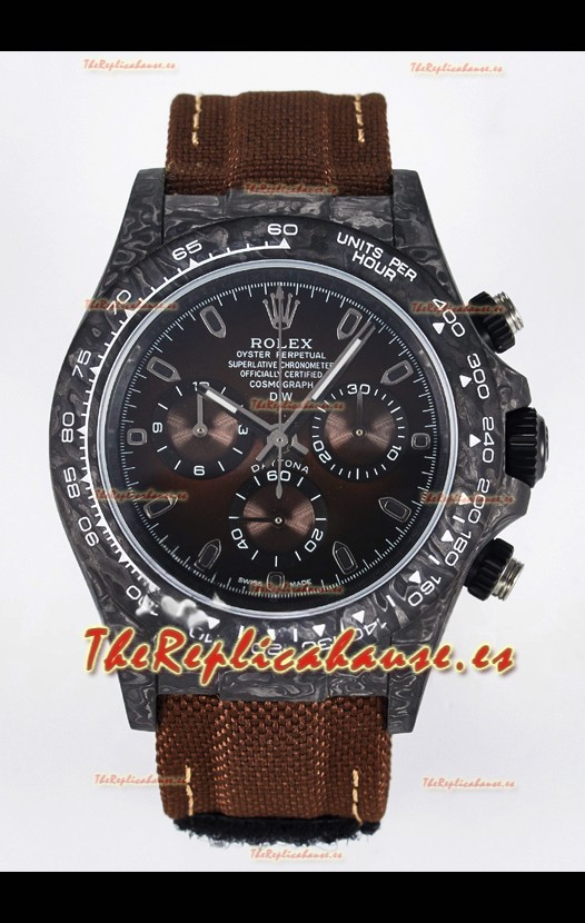 Rolex Daytona Super Clone DiW Edition Reloj Fibra Carbono en Dial Marrón - Movimiento Cal.4130