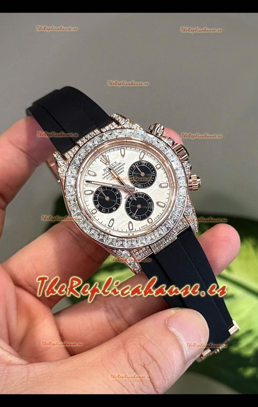 Rolex Daytona Super Clone Caja Oro Blanco Dial Meteorito Movimiento Cal.4131 Reloj con Bisel en Zafiro Personalizado