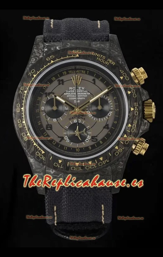 Rolex Daytona Super Clone Reloj en Dial Gris Caja Carbono Réplica Espejo 1:1