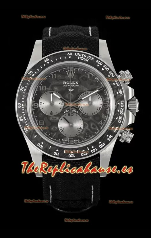Rolex Daytona Super Clone DiW Exceptional-1 Acero Inoxidable Reloj en Carbono Dial Negro Reloj Réplica Espejo 1:1