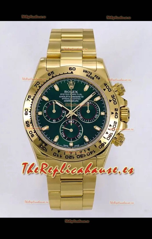 Rolex Daytona John Mayer Super Clone 116508 Dial Oro AmarilloVerde Movimiento Cal.4130 Réplica Suiza