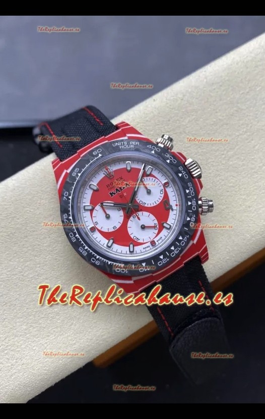Rolex Daytona Super Clone DiW Kakha Kaladze Rojo Caja Carbono Reloj en Dial Rojo Reloj Réplica Espejo 1:1