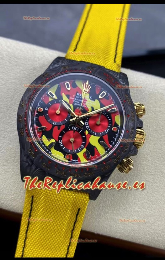 Rolex Daytona DiW Reloj Edición Military Amarillo - Caja Carbono Forjado Réplica Espejo 1:1