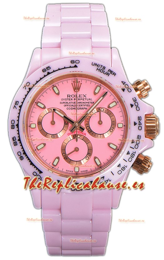 Rolex Daytona Reloj Correa Cerámica Rosado en Movimiento Cal.4130 Réplica Espejo