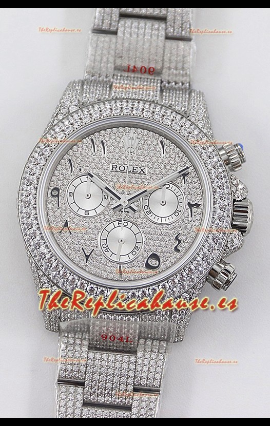 Rolex Cosmograph Daytona Acero 904L ICED OUT Movimiento Cal.4130 - Reloj Acero 904L