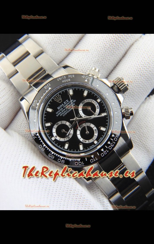 Rolex Daytona Movimiento Japonés Reloj Réplica en Dial Negro - Bisel de Cerámica 