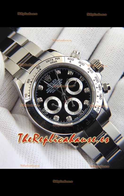 Rolex Daytona Movimiento Japonés Reloj Réplica en Dial Negro 