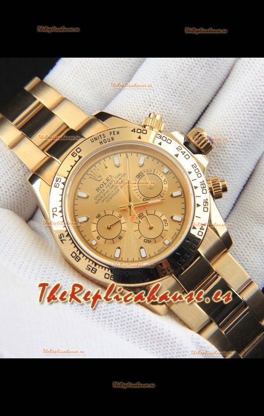 Rolex Daytona Movimiento Japonés Caja de Oro Reloj Réplica en Dial Dorado 