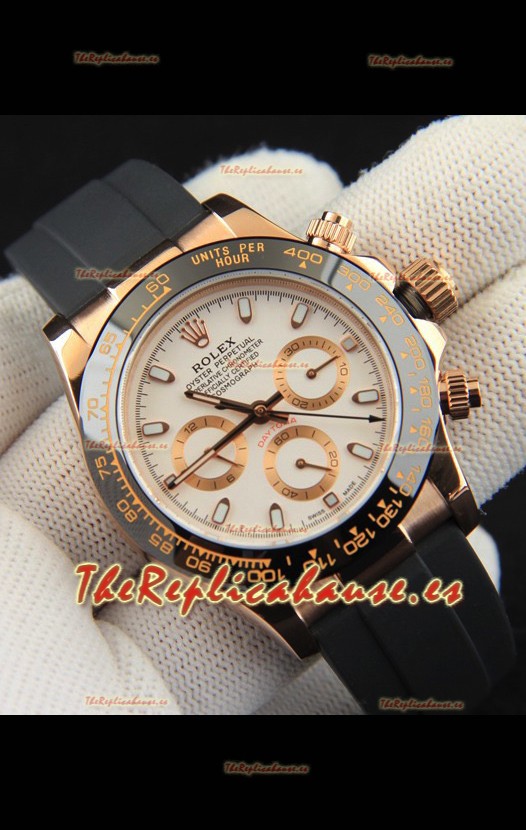 Rolex Daytona Movimiento Japonés Caja de Oro Reloj Réplica en Dial Blanco 