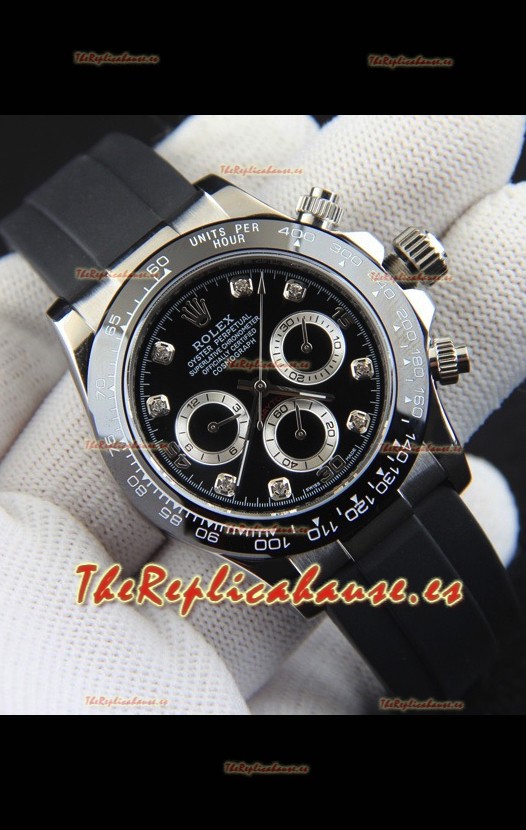 Rolex Daytona Movimiento Japonés Caja Acero Reloj Réplica en Dial Negro