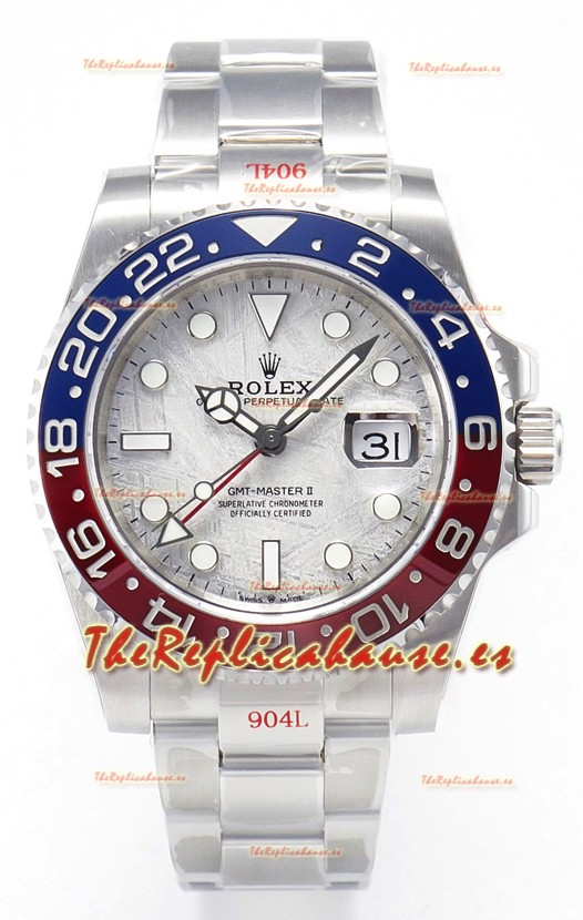 Rolex GMT Masters II Super Clone 126720 Cal.3285 Dial Blanco Meteorito Acero 904L en Correa Oyster Réplica Suiza